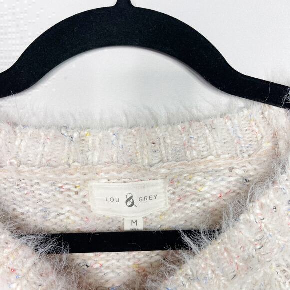 Lou & Grey Medium Light Pink Blush Eyelash Fuzzy Tunic Sweater Speckled Textured - Picture 8 of 9